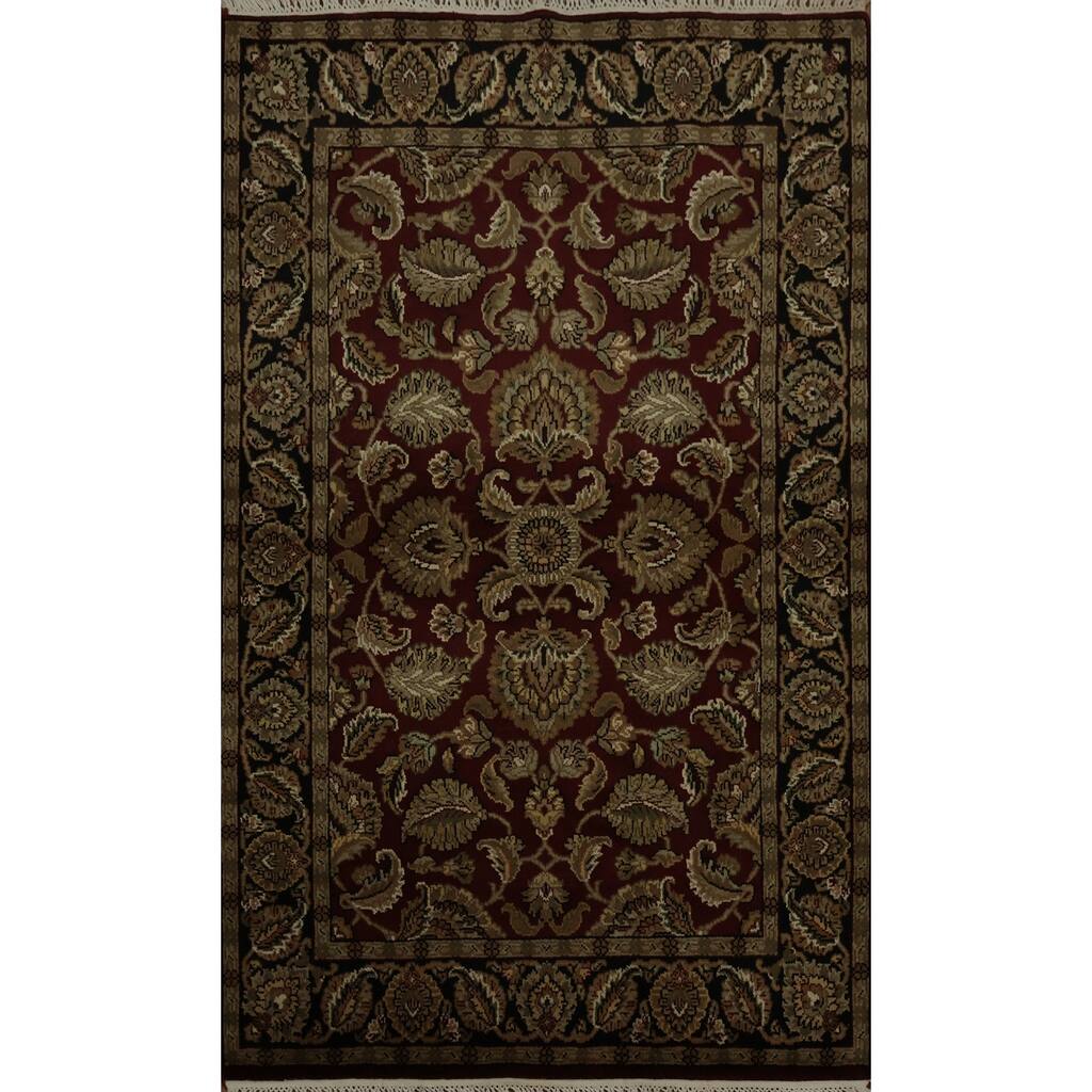Hand Knotted Oriental 100% Wool Carpet Traditional Floral Red Agra Area Rug - 6' 0'' X 4' 1''