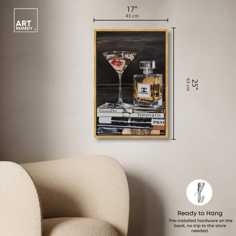 Martini Books Canvas by Art Remedy