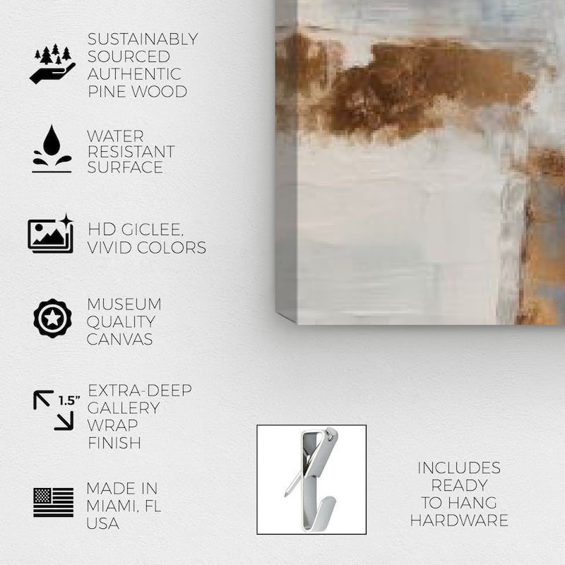 Wynwood Studio Abstract Mist and Gold Gold and Metallic Gold Modern & Contemporary Wall Art Canvas Print