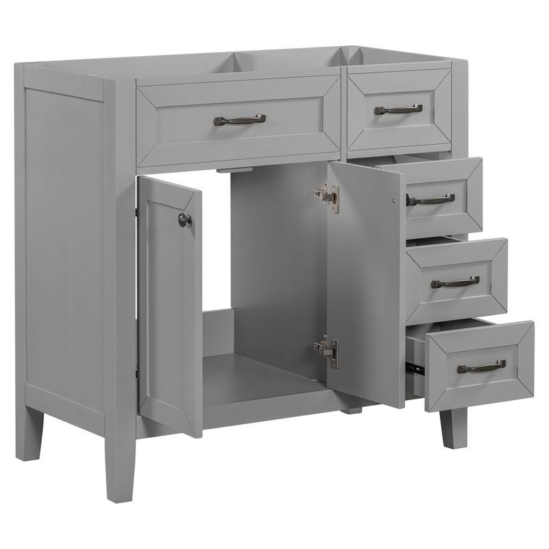 36" Bathroom Vanity without Sink, Cabinet Base Only, Bathroom Cabinet with Drawers, Solid Frame and MDF Board