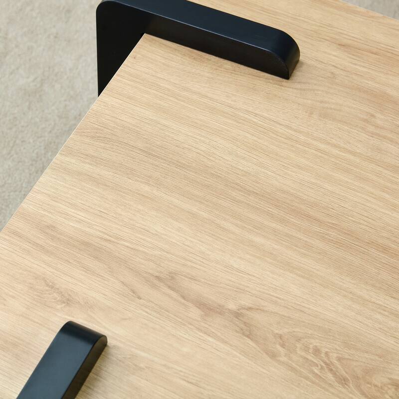 Modern Minimalist Coffee Table Stylish Coffee Table with Natural Wood Tabletop, for Living Room and Lounge Area