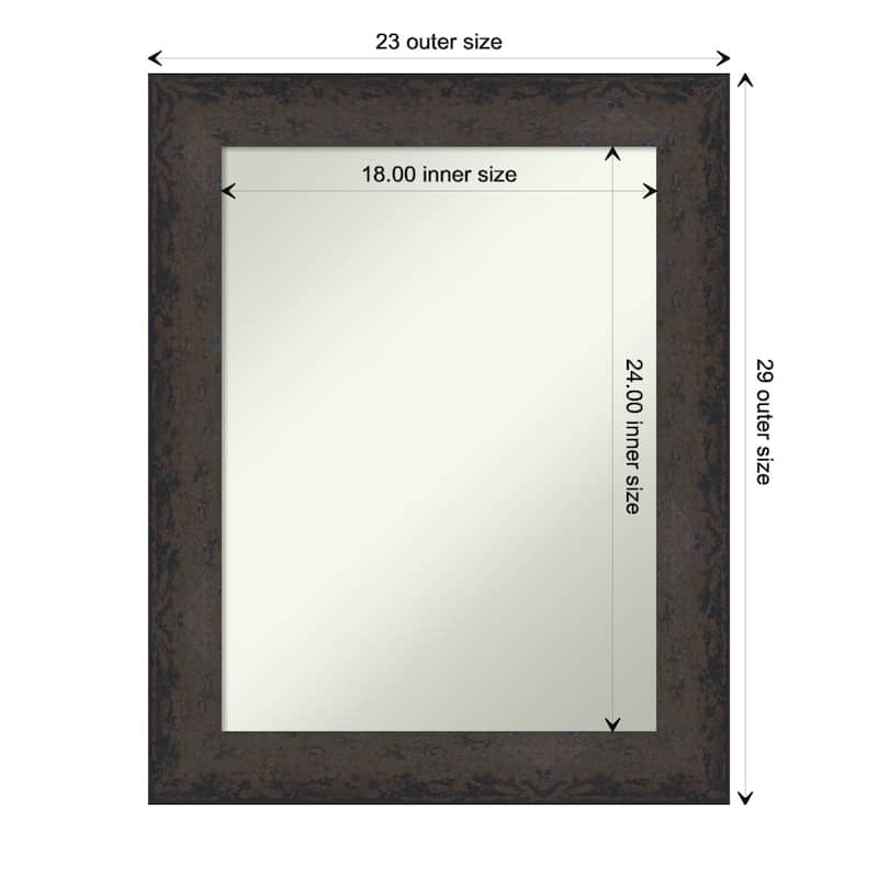 Dappled Non-Beveled Wood Framed Bathroom Vanity Wall Mirror - Dappled Black Brown - Glass Size 18x24