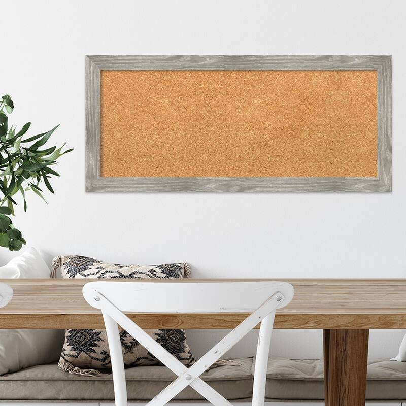 Dove Greywash Square Framed Cork Bulletin Memo Board