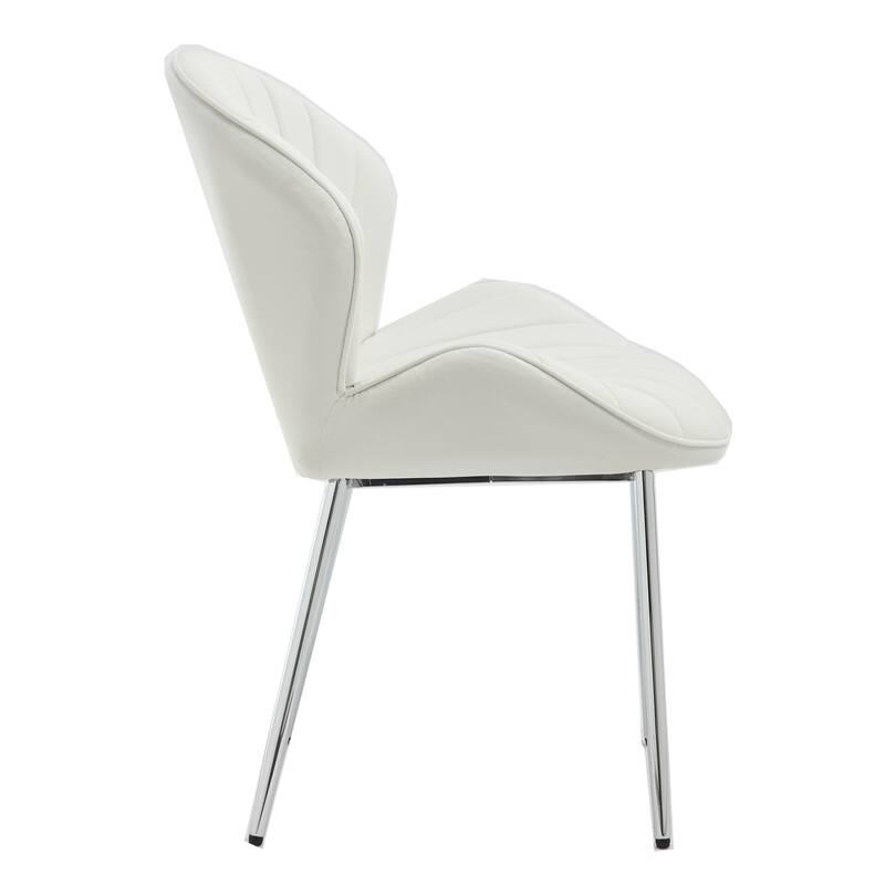 Modern Design Chair Back Hollow, 21.6-inch Enlarged Seat Surface With Silver Legs, Set of 2, Velvet Fabric