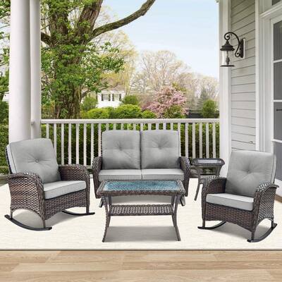 Patio Rocking Chair with Outdoor Glider Sofa