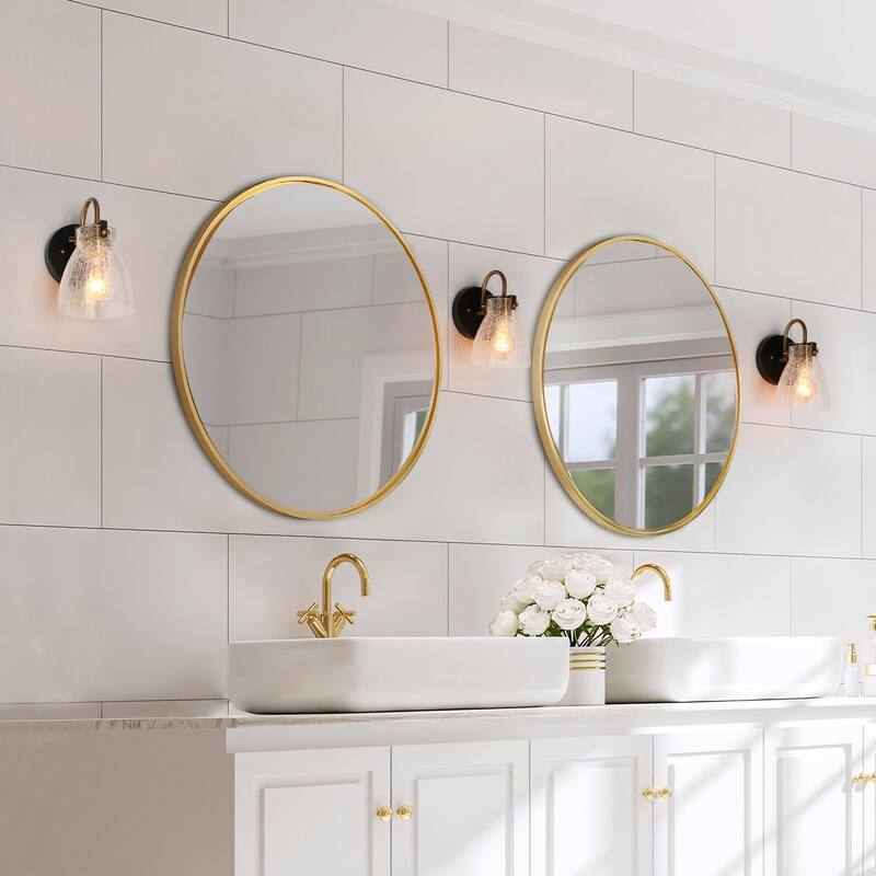 Aidtyrtm Modern 1-Light Glass Wall Sconce Bathroom Vanity Light - L5.1" x W7.1" x H8.3"