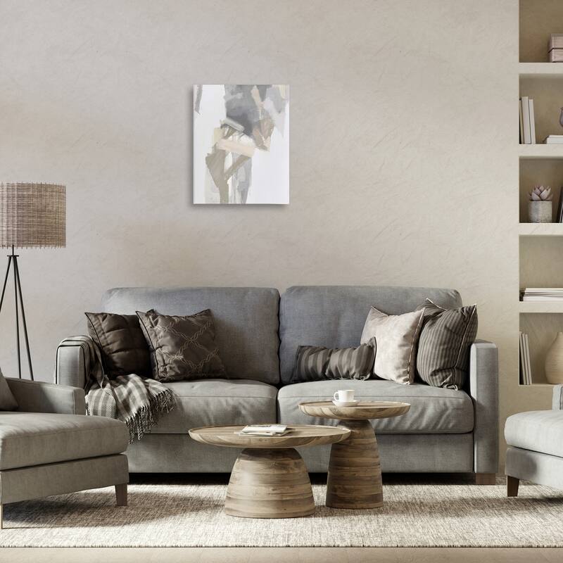 Stupell Elegant Grey & Beige Streaks Canvas Wall Art Design By Rachel Springer
