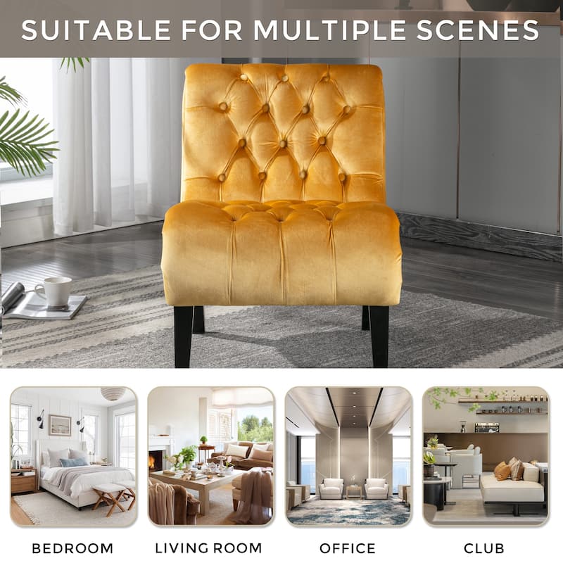 Modern Velvet Armless Living Room Chairs Set of 2