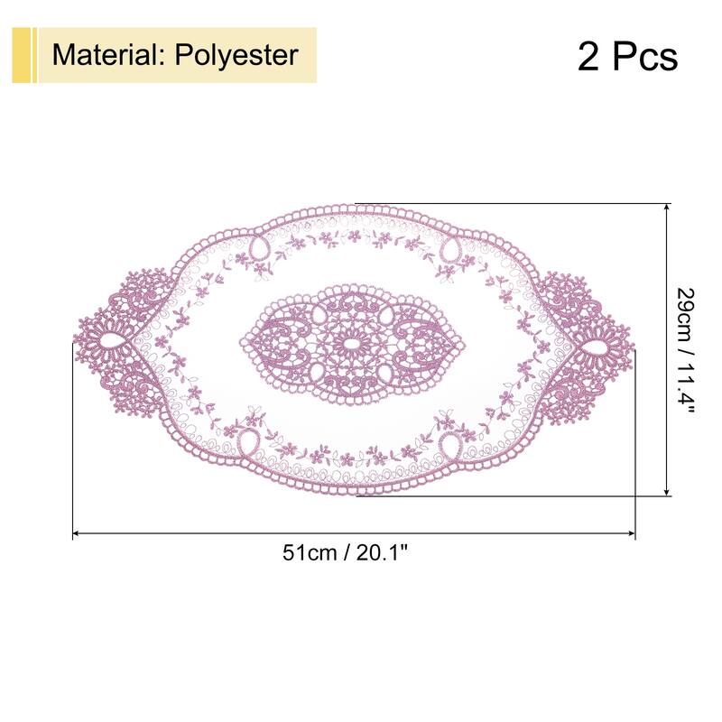 2Pack 11x20in Retro Lace Placemat Oval French Crochet Doilies Coasters - Purple