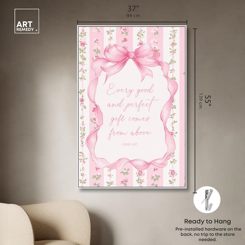 Good and Perfect Gift Bow Canvas by Art Remedy