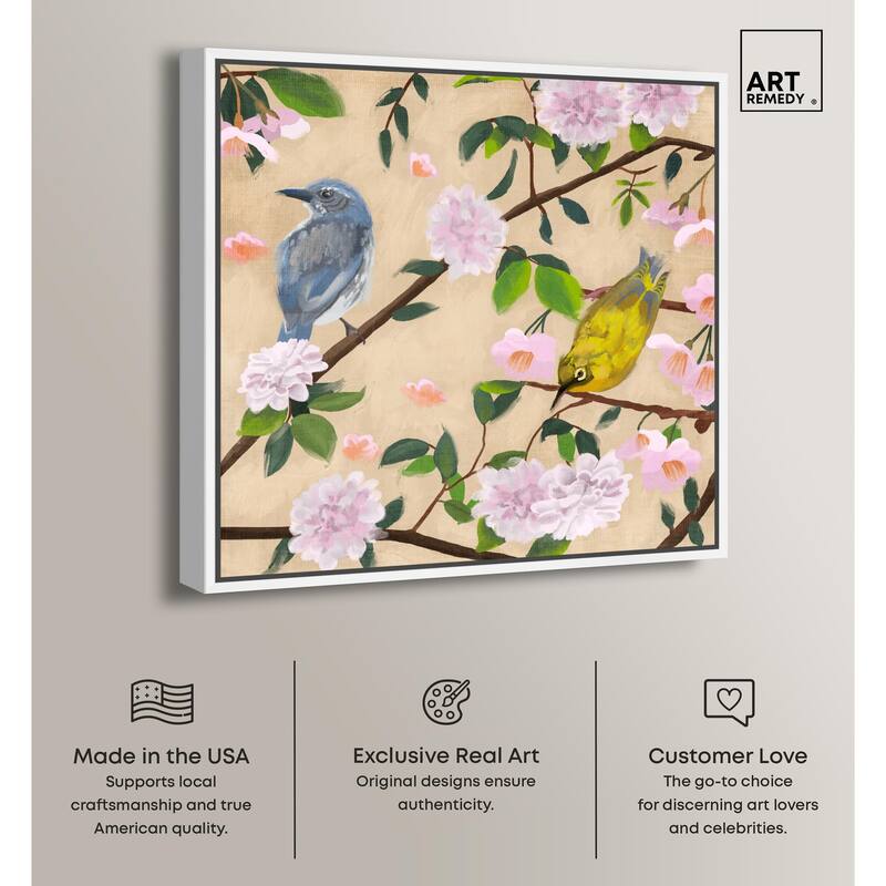 Birds Cuddle Canvas by Art Remedy