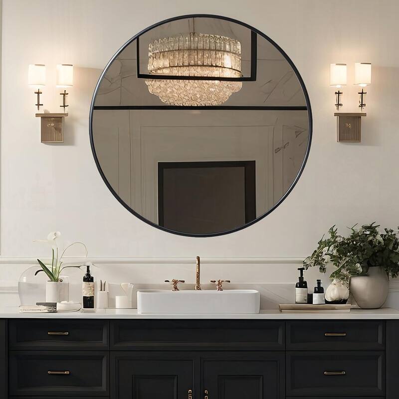 Metal Framed Round Bathrrom Mirror