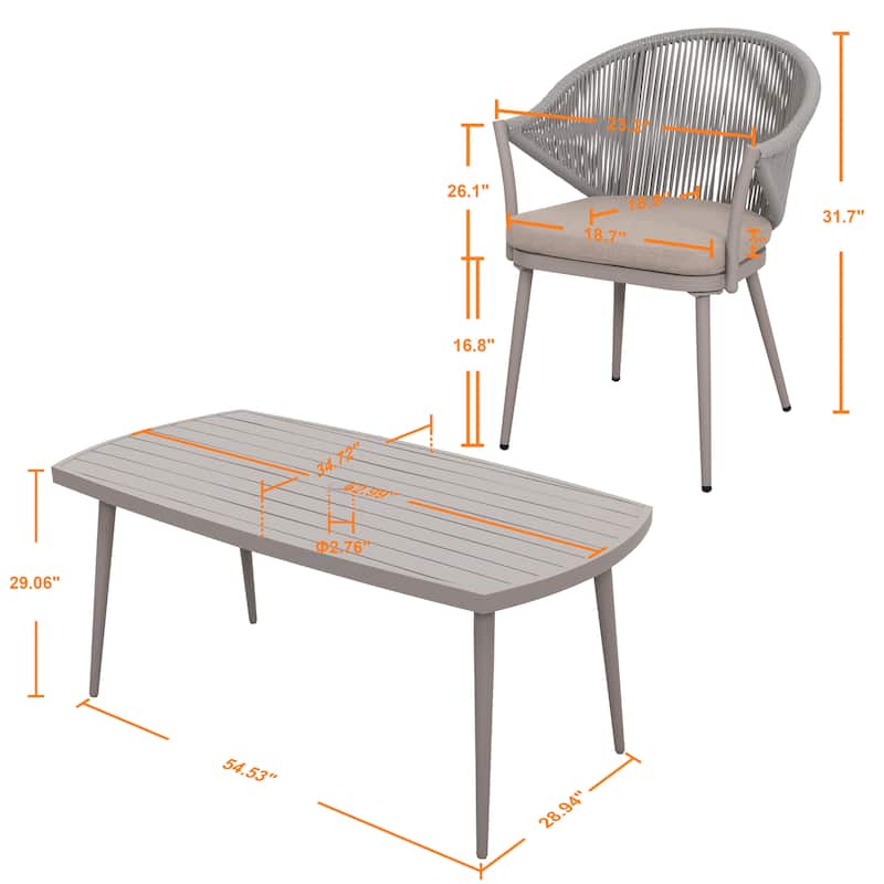 Outdoor Aluminum 7-piece Dining Set With Cushions - 7 PCS