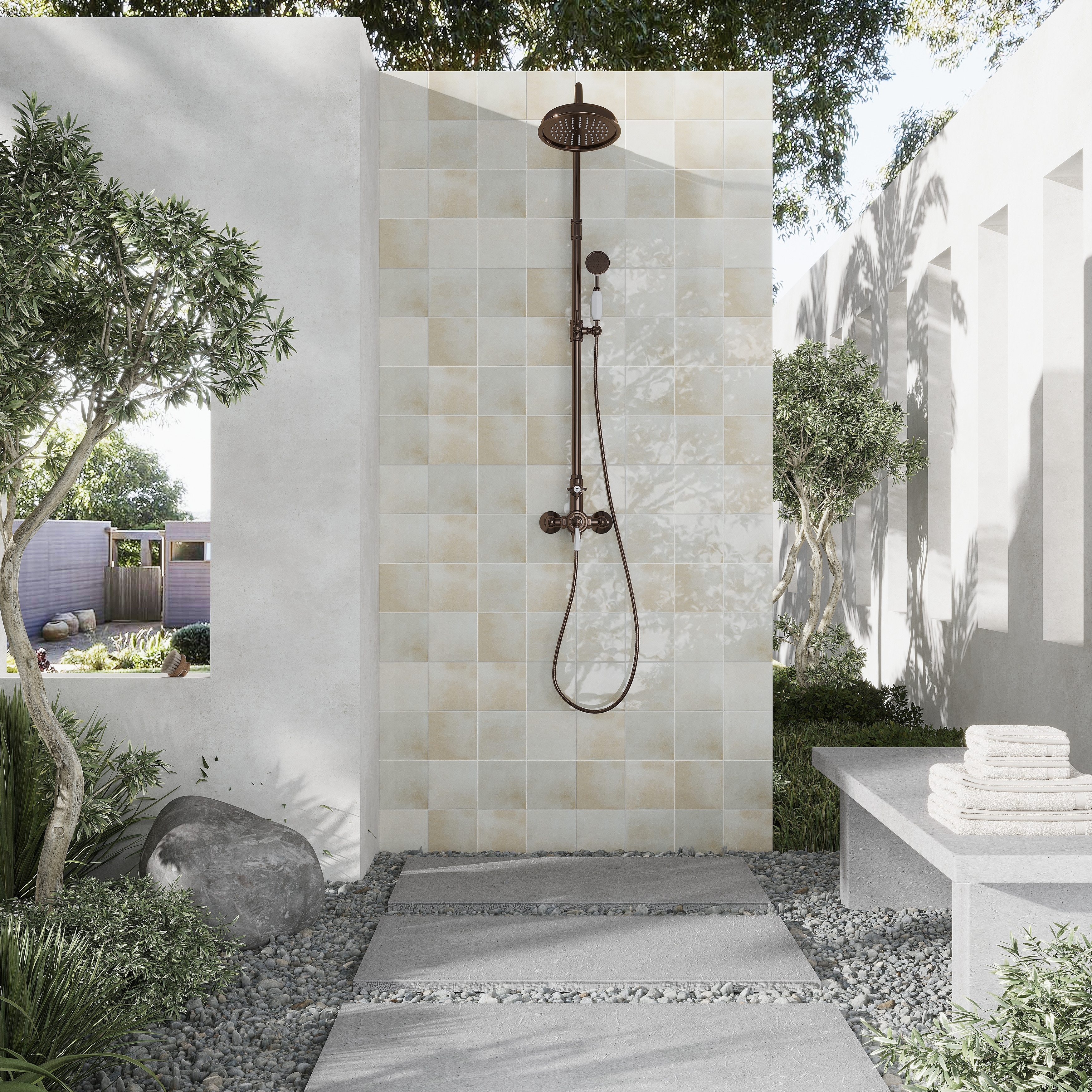 Zahara 6x6 Creamy off-white Porcelain Zellige Square Wall and