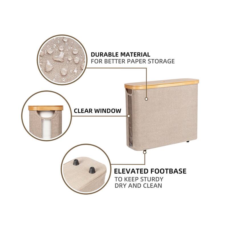 Freestanding Toilet Paper Holder for 9 Mega Rolls, Bathroom Storage Basket With Side Window - 17.5"L x 6"W x 13.75"H