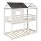 preview thumbnail 7 of 7, Pinewood FrameTwin Over Twin Bunk Bed Wood Loft Bed Bedroom Furniture with Roof, Window, Full-length Guardrail, Ladder