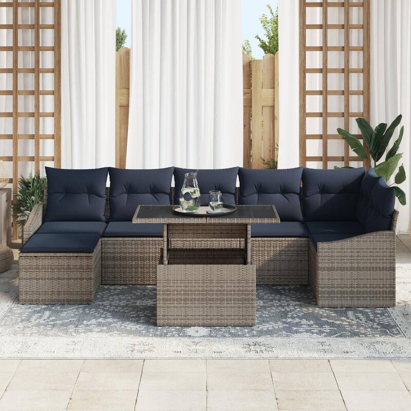 vidaXL 8 Piece Garden Sofa Set with Cushions - 113.6×48.6×27.2