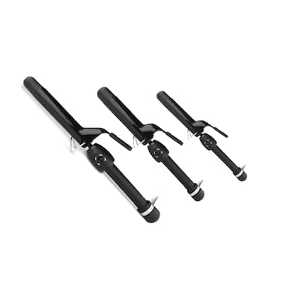StyleCraft Black Gold Stay-Temp Professional Curling Iron Set 3 sizes included 1", 1.25" and 1.5"