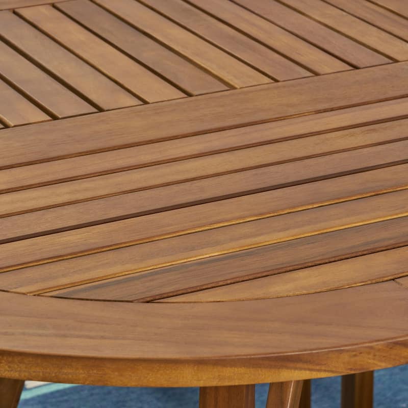 Arletta Outdoor Acacia Wood 6 Seater Patio Dining Set with Mesh Seats by Christopher Knight Home