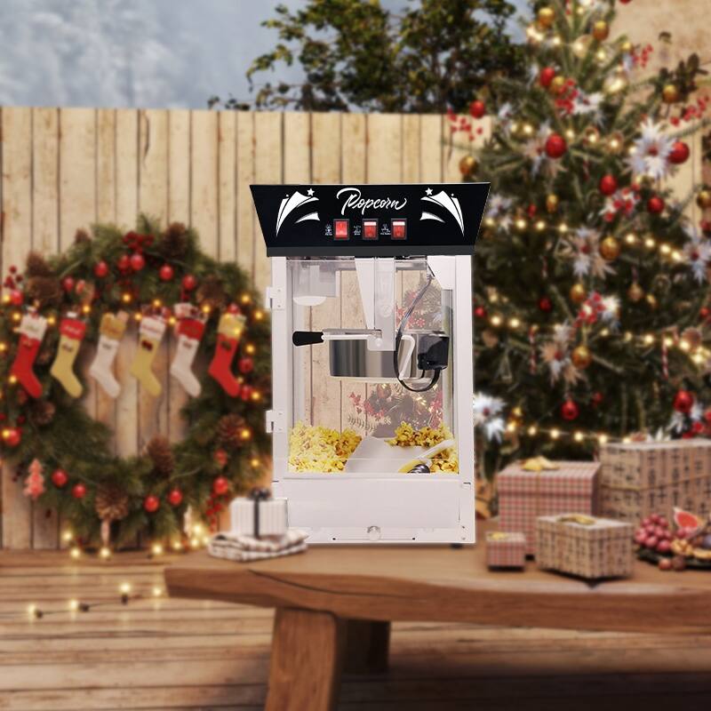 Commercial Popcorn MAKER Machine, 12 Ounce Kettle Stainless Steel Popcorn Maker with Tempered Glass, Warming Deck