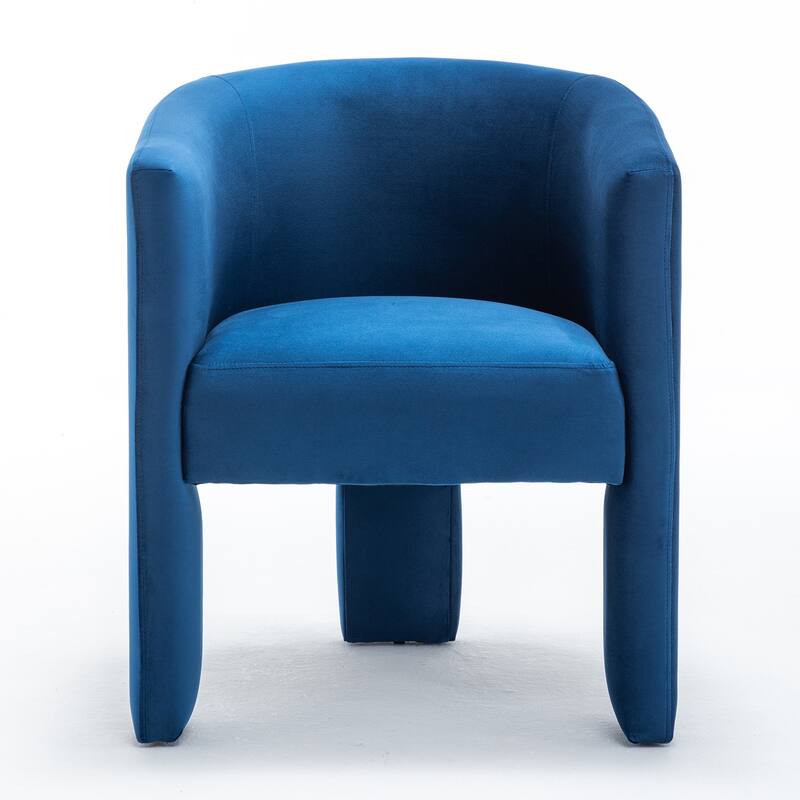 SEYNAR Modern Velvet Accent Chair, Upholstered Barrel Chair with Unique Solid Base for Living Room Soft Club Chair