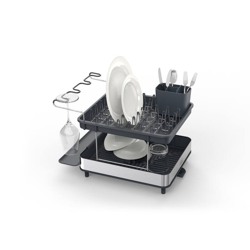Joseph Joseph Excel Steel 2-tier Dish Rack - Grey