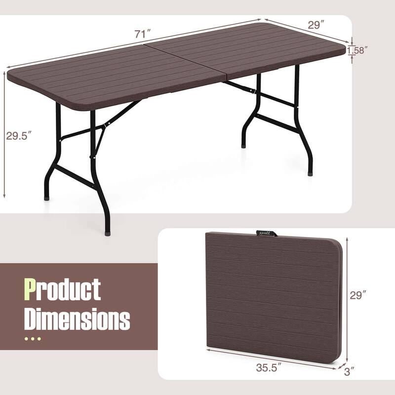 Costway 3 PCS Folding Picnic Table Set with 6 ft Table & 2 Benches - See Details