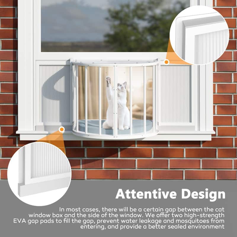 VEIKOUS Premium Cat Window Perch Box, 360° View Outdoor Catio Enclosure with Sunroof