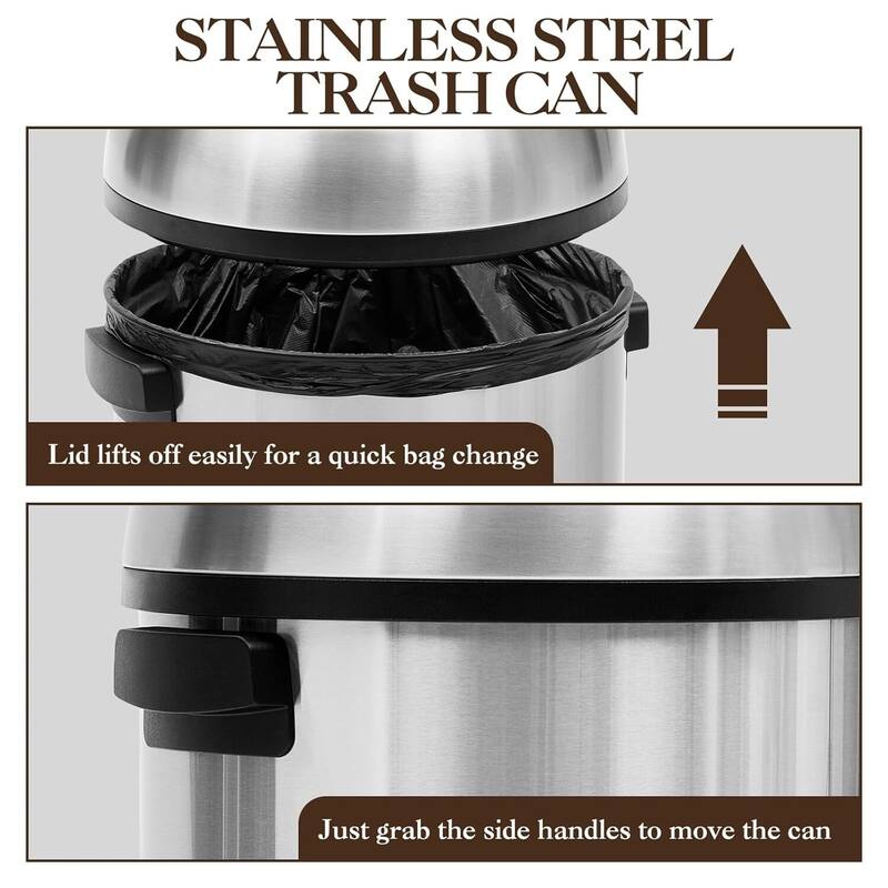 17 Gallon Commercial Stainless Steel Trash Can with Flip-Top