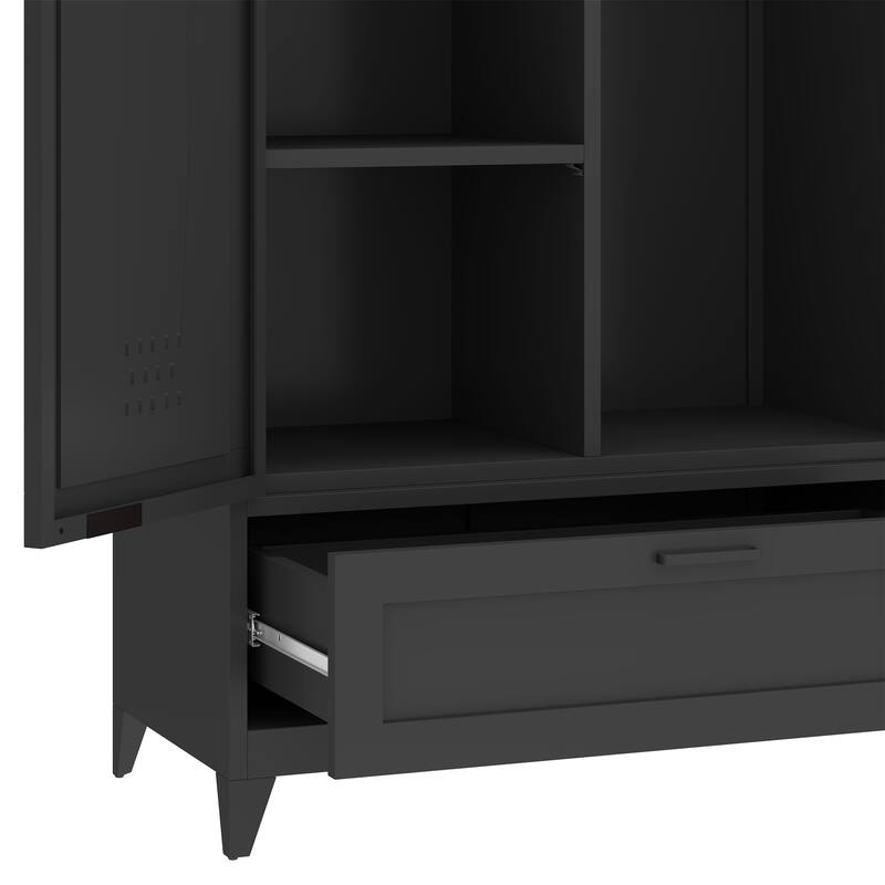 Metal Garage Storage Tool Cabinet with Doors and Adjustable Shelves