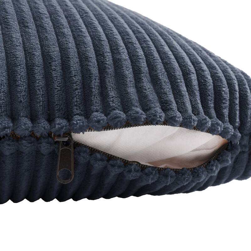 Set of 2 Modern Square Corduroy Accent Throw Pillow