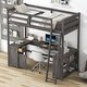 preview thumbnail 21 of 32, Twin Size Loft Bed with U-shaped Desk,Drawers and Storage Shelves,White/Antique Brown