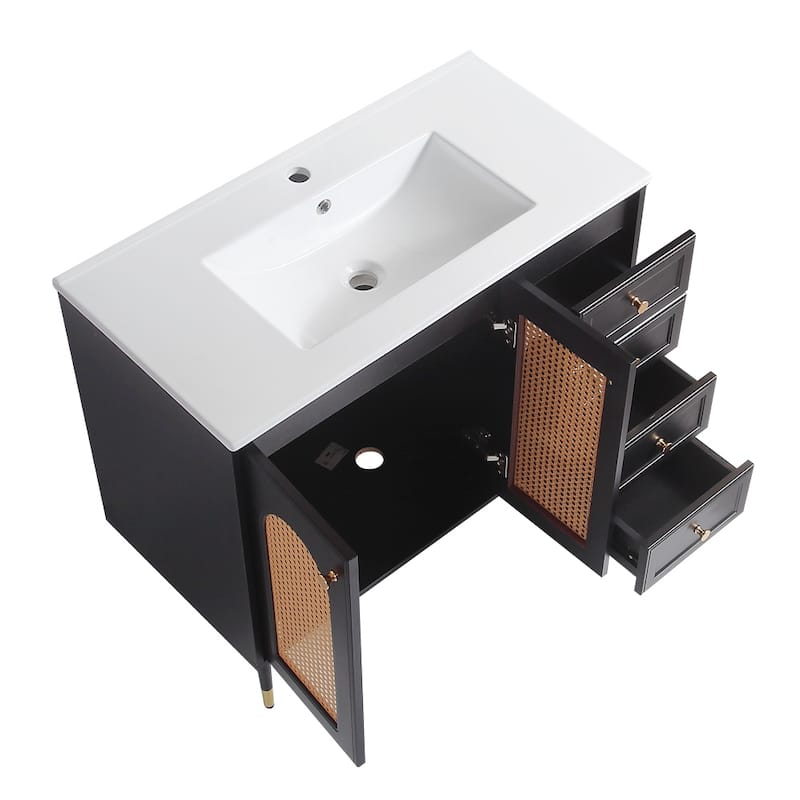 36" Bathroom Vanity with Ceramic Basin