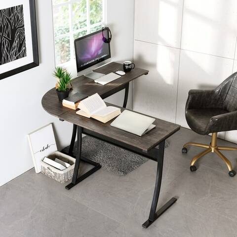 Mordern L-shape Industrail Design Desk Black