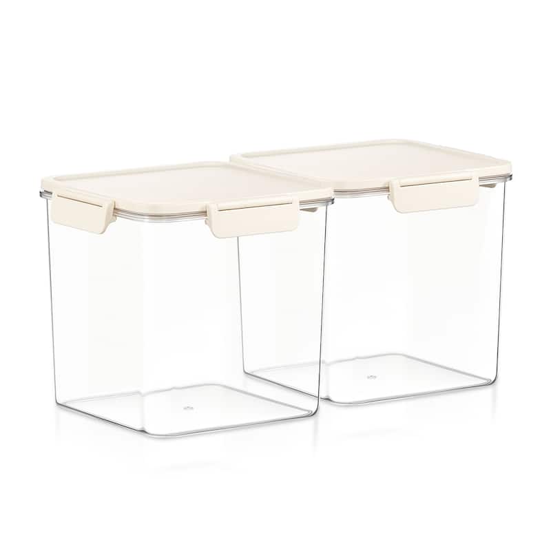 Sorbus Airtight Food Storage Container, Clear Stackable Canister for Pantry, Rice, Pasta, Cereal & Snacks - Medium Tall Square - 2 Piece