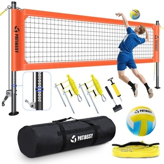 Portable Professional Volleyball Net Set with Adjustable Height Aluminum Poles for Outdoor Backyard Beach