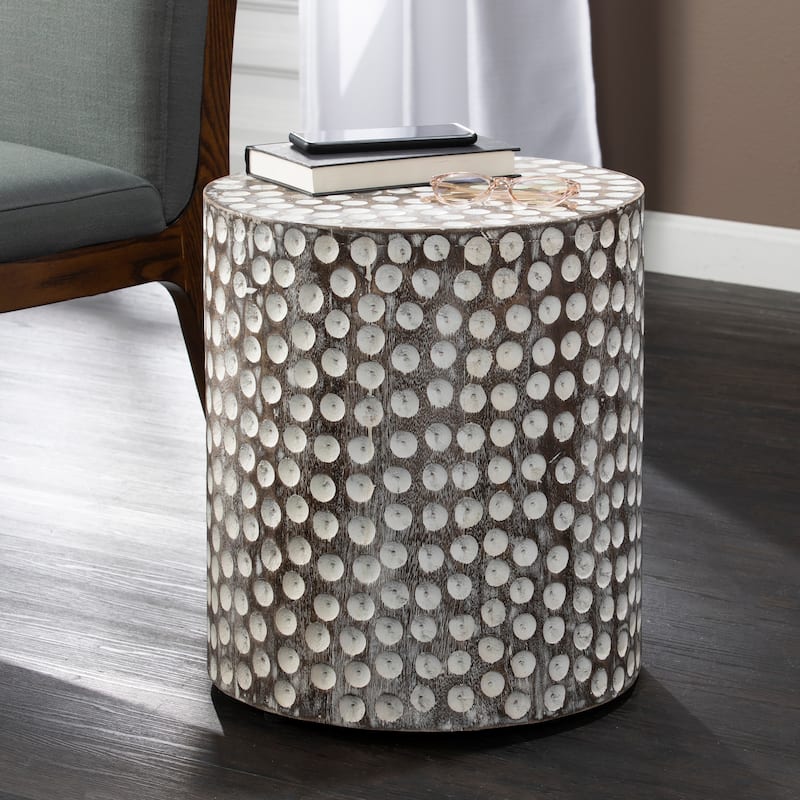 SEI Furniture Calahan Eclectic White Wood Side Table