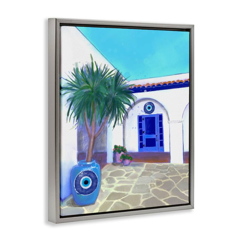 Stupell Tranquil Tropical Villa Framed Floater Canvas Wall Art Design By Matthew Piotrowicz