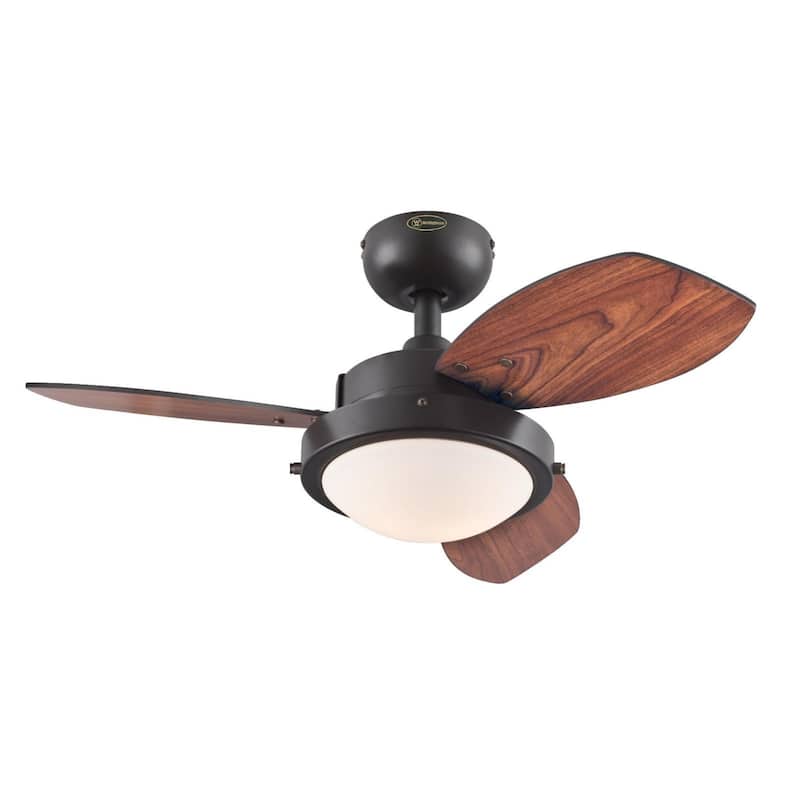 Westinghouse Lighting Wengue 30-Inch 3-Blade Indoor Ceiling Fan with Dimmable LED Light and Opal Frosted Glass