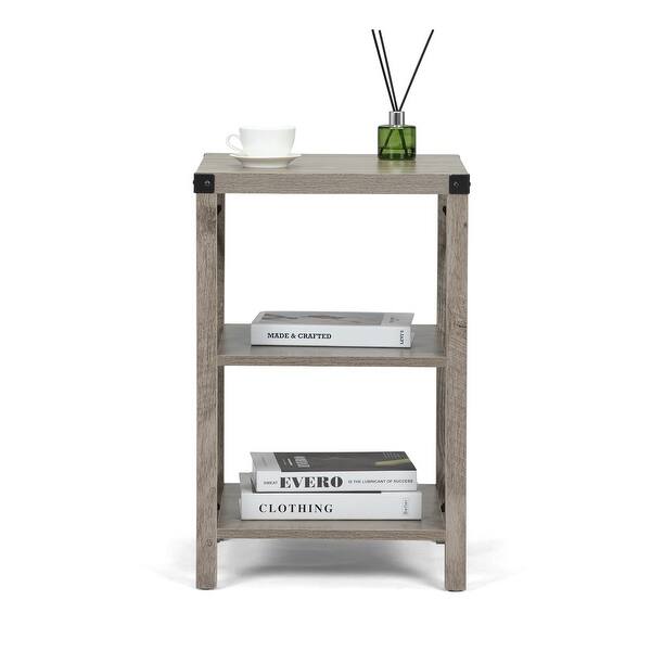 3Tier Storage Nightstands with XShaped Metal Support for Bedroom