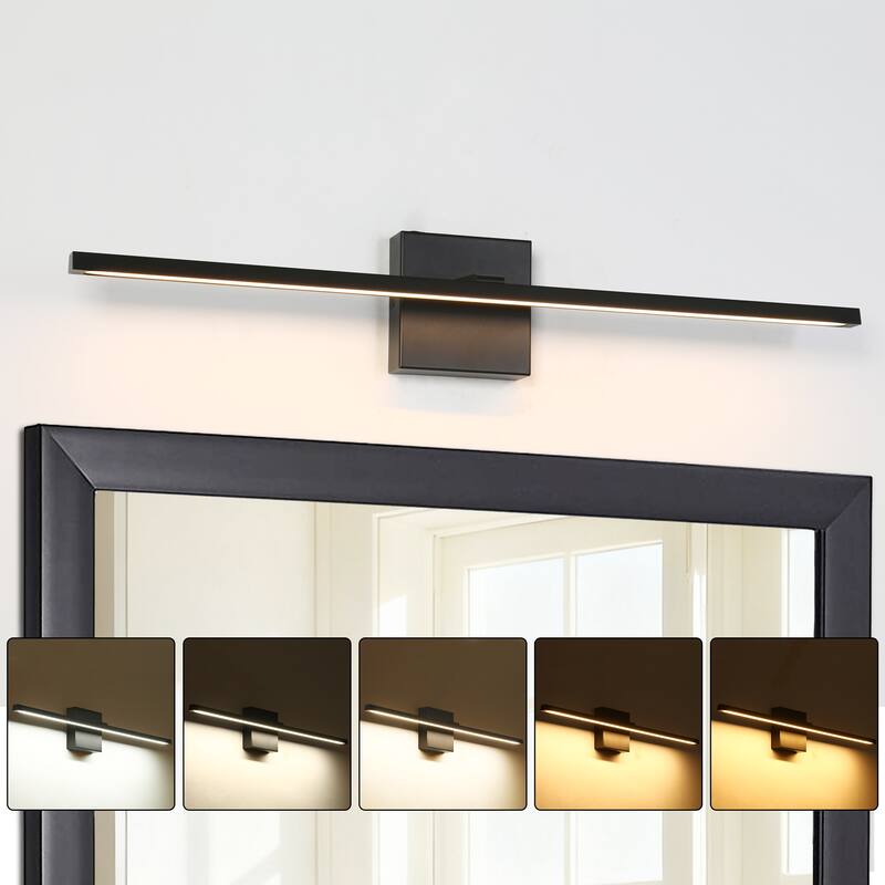 Modern LED Black Bathroom Vanity Light Dimmable Art Picture Wall Sconce - W27.6"xD3.9"xH4 .7"