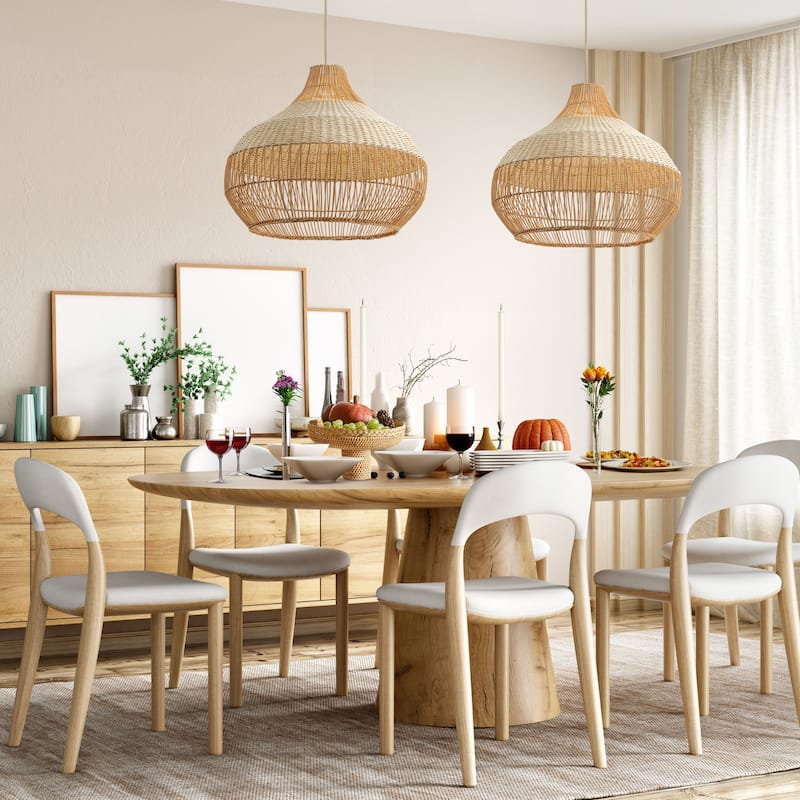 Beatrice Rattan Pendant Light - Natural Dome 1-Light Handwoven Hanging Light For Modern, Transitional, Farmhouse Room Decor