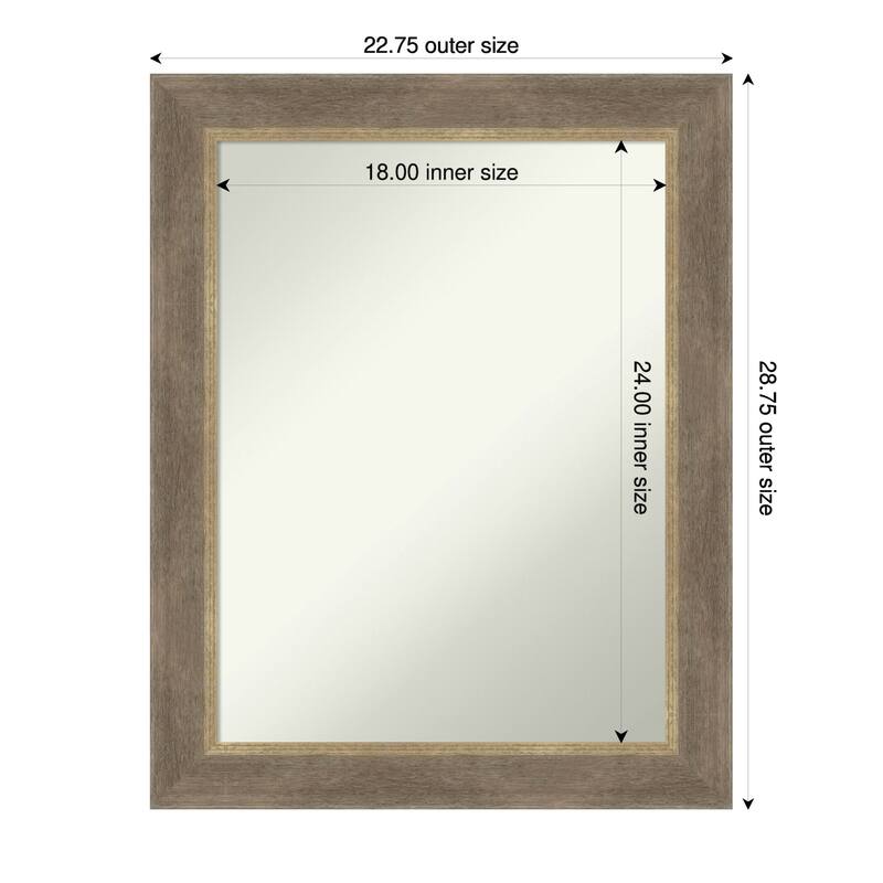 Driftwood Tan Non-Beveled Wood Framed Bathroom Vanity Wall Mirror - Driftwood Tan - 23 x 29 in