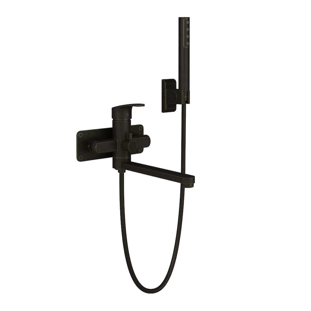 Niagara Highflow Wall Mounted Tub Filler with Pivoting Arm Spout and Handshower Oil Rubbed Bronze