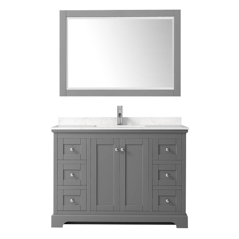 Avery 48 Inch Single Vanity, Cultured Marble Top, 46 Inch Mirror