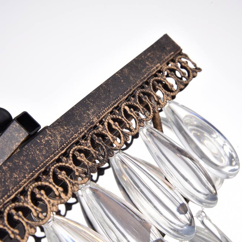 Antique Bronze 4-Light Rectangular Kitchen Island Lighting with Crystal Hanging - Antique Bronze