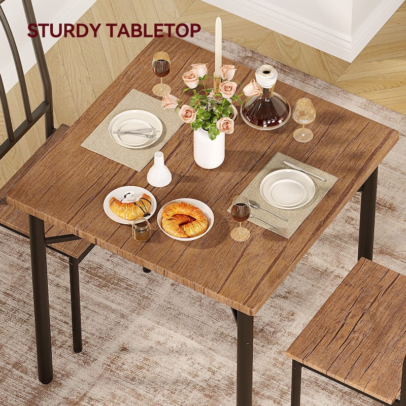 Round Dining Table Set for 2, Circle Kitchen Table and Chairs, Modern Dining Room Table Set with 2 Chairs