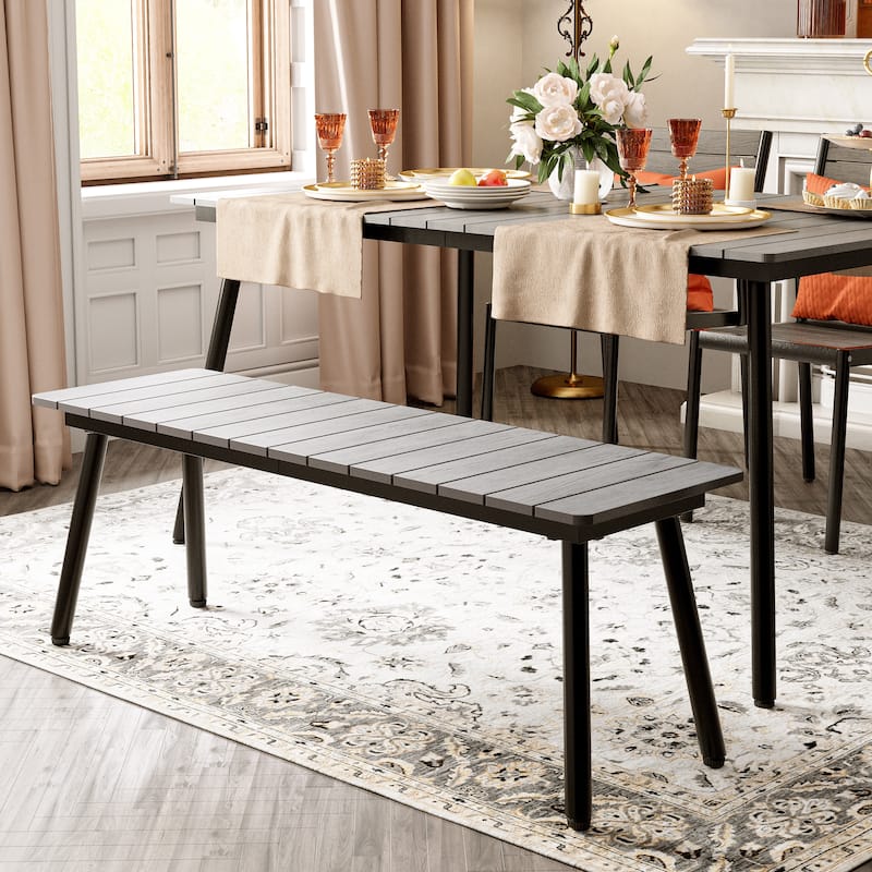 Indoor Outdoor Wood Dining Bench by Crestlive Products - 49.45" W x 14.88" D x 17.48" H - Grey