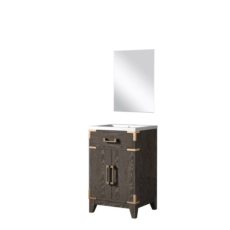 20-inch Bathroom Vanity with Acrylic Top, Soft Close Cabinet, and 18" x 24" Mirror - Polished Surface