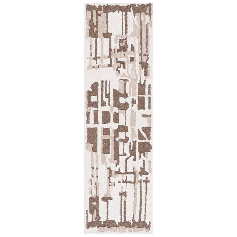 SAFAVIEH Handmade Ebony Olga Wool Rug - Ivory/Brown - 2'3" x 8' Runner